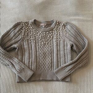 J. Crew Gray Sweater with Pearl Details